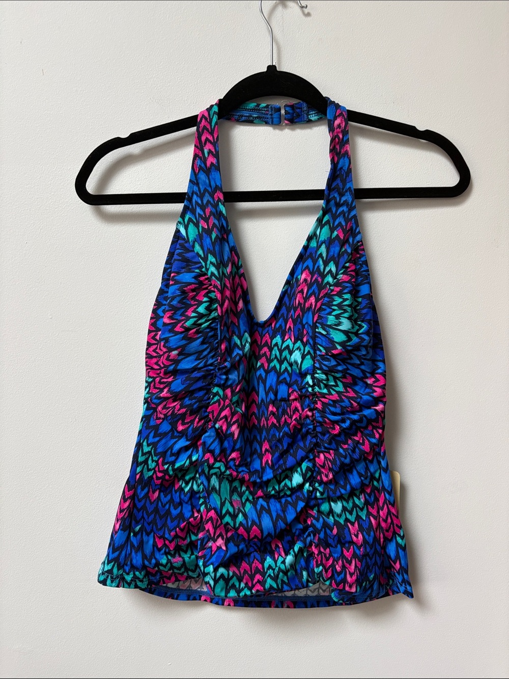 Caribbean Joe LYTE BRYTE Side Shirred Halter Tankini Top,Size 10,NWT